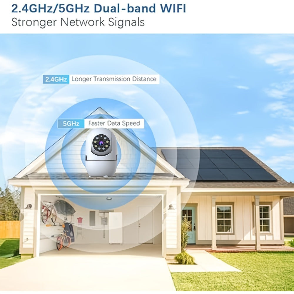 Pan Tilt Indoor Security Camera 355° with Dual Band 2.4G/5GHz WiFi, Color & B&W Night Vision, 2-Way Audio, Baby Pet Monitor, Motion Detection, Alexa Compatible, Cloud & SD Storage – 1/2/3/4 Pack