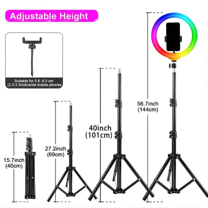 Selfie Ring Light Desk 12 Inch with Phone Holder 360 Rotating Pan Head Desk Tripod 17 RGB Lighting Modes for iPhone Android TikTok YouTube Makeup Video Calls