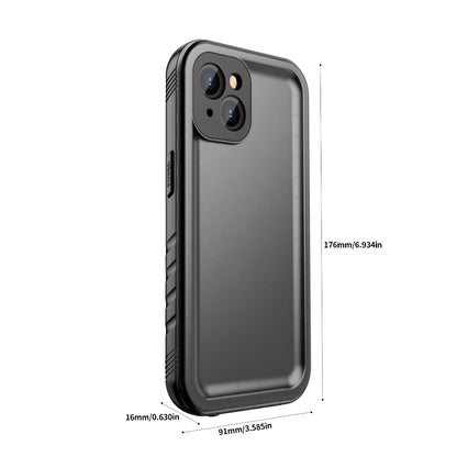 Waterproof iPhone Case with Built-In Screen Protector Transparent Matte Full Body PC+TPU Shockproof Dustproof Underwater Cover for iPhone 15 14 13 12 11 Pro Max Plus Mini SE – Black Blue Pink