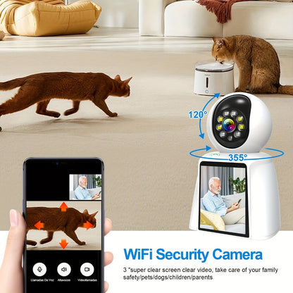 Pet Camera with 3-Inch Screen 1080P WiFi Indoor Home Security Camera for Baby & Kids Monitor, Video Calling, Two-Way Talk, 24/7 Recording & Motion Sensor Detection – Cat Dog Smart Surveillance with Speaker