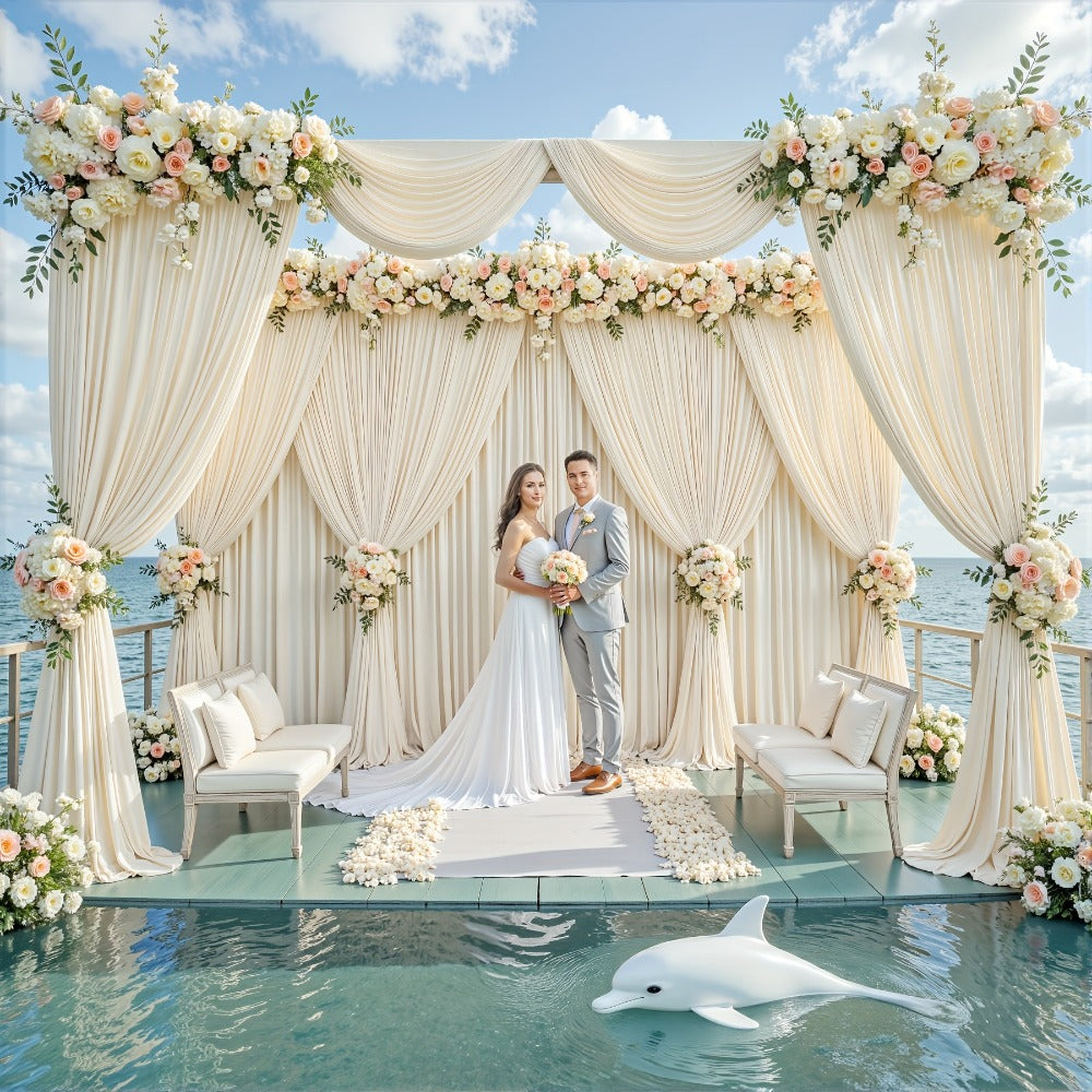2-Pack 10x10ft Spandex Photography Backdrop Curtains - Wrinkle-Resistant Polyester Background Cloth with Pole Pockets for Weddings, Birthdays, Banquets & Photo Studio Events