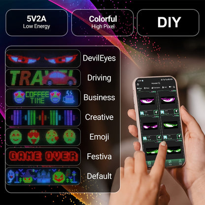 RGB LED Pixel Display Wall Art App Control USB Powered - Colorful Programmable Flexible Soft Screen Custom Text & Patterns for Game Room Streaming Setup Store Sign Car Window Dimmable Decoration 32x16 64x16