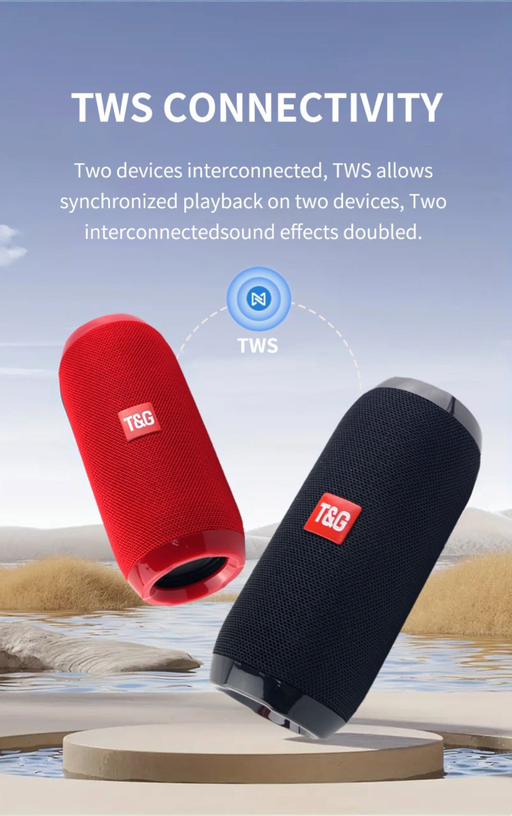 TG117 10W IPX4 Waterproof Portable Bluetooth Speaker with Carry Strap - HD Bass Sound, 1200mAh Battery, 33ft Range, Hands-Free Calling, TF Card USB AUX Wireless, Outdoor Travel Camping