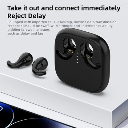 Semi-In-Ear Wireless Headphones 360-Degree Stereo Surround Sound, Black Tech Design High-Fidelity Audio, Rechargeable Lithium-Polymer Battery Type-C Charging, Long Battery Life Earphones for Music Work Travel Daily Use