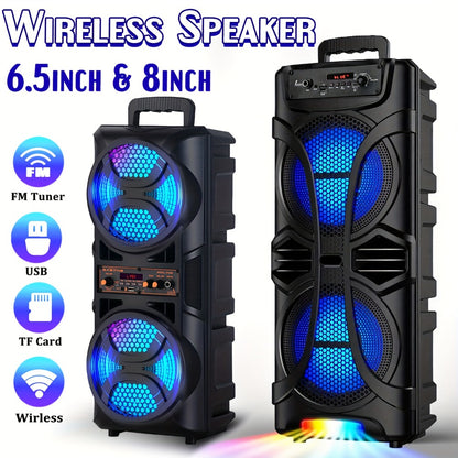 PA Speaker Karaoke Machine 3000W with Dual 6.5" Woofers – Bluetooth Wireless, FM Radio, Party Lights, Wired Microphone Included, Portable Boombox for Parties, Events & Outdoor Use