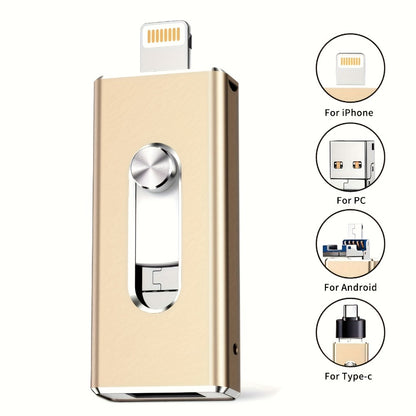 64GB Metal USB Flash Drive High Speed Aluminum Alloy Compact Memory Stick Plug and Play for iPhone iPad Android Mac Windows PC Study Work Travel – Black Gold Premium Design