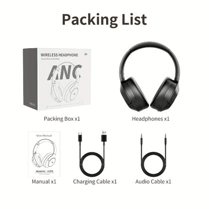 70H Hybrid ANC Over-Ear Headphones Wireless with Mic – Dual Device Connection 40mm Hi-Res Deep Bass Foldable Lightweight Type-C for Home Office Travel Black