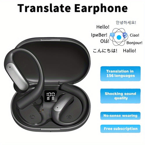 AI Translation Earbuds Bluetooth 5.4, 156 Languages Real-Time Two-Way Translation, Offline Mode, Audio Transcription & Photo Translation, HD Sound, 4-Hour Battery - 3-in-1 Device for Travel, Business & Learning