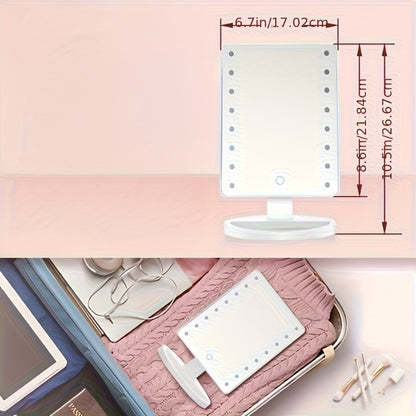 Lighted Vanity Mirror with 16 LED Bulbs – Hollywood Makeup Mirror, 180° Rotation, Touch Screen Brightness Control, USB & Battery Dual Power, Tabletop Mirror for Bathroom Bedroom Dressing Table, Gift for Women Girls