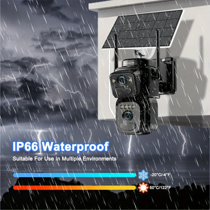 Solar Security Camera 2K WiFi Outdoor - 10x Optical Zoom, 360° Pan Tilt PTZ, IP66 Waterproof, Color Night Vision, Spotlight Alarm, Motion Detection, Two-Way Audio, No Wiring CCTV (QW8-WIFI)