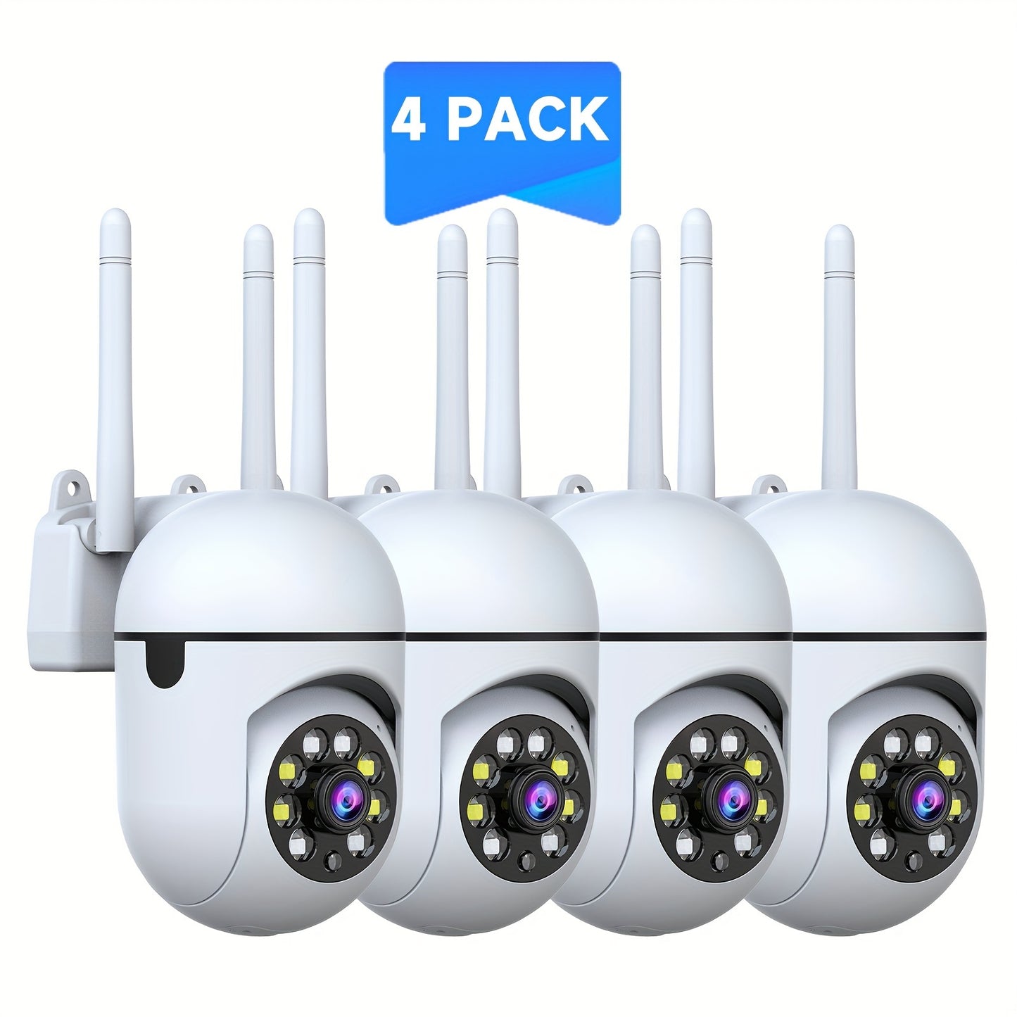 4-Pack Indoor Security Camera 5GHz WiFi 3MP 360° Pan Tilt Zoom, AI Motion Detection & Auto-Tracking, Color Night Vision, Two-Way Audio, Cloud & SD Storage – Plug-In Pet Baby Family Home Monitor System