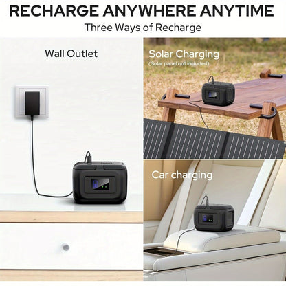 97.68Wh Portable Power Station 120W AC Outlet Power Bank with USB-A USB-C DC Outputs Battery Backup for Camping RV Emergency Home Use Travel – Solar Panel Compatible Portable Charger