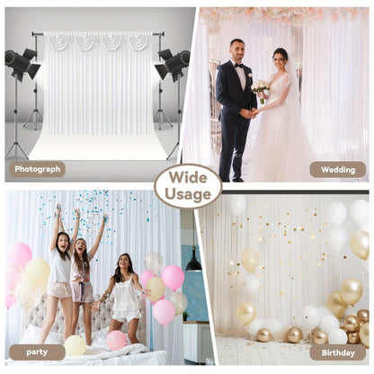White Silk Wedding Backdrop Curtains 10x10ft – 1 Pack Luxurious Smooth Drapes for Wedding, Birthday, Bridal Shower, Party, Photography Background & Valentine's Day Event Decoration