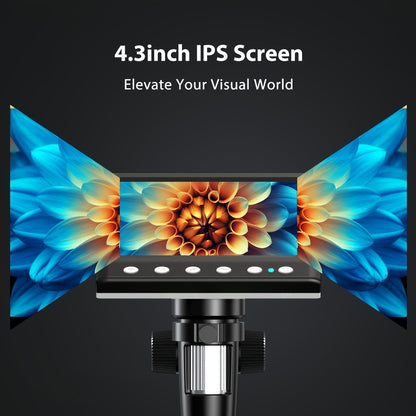 Digital Microscope 1000X with 4.3" IPS LCD Screen & 8 Adjustable LEDs – USB Coin Microscope for Adults, Kids & STEM, Windows Compatible, Ideal for Coin Collection, Science & Education