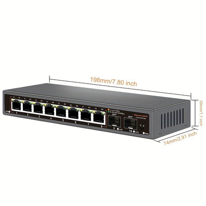 10-Port 2.5G Network Switch with 10G SFP+ Uplink - Fanless Metal Unmanaged Ethernet Switch, 8x 2.5GbE RJ45, 40Gbps Capacity, Plug and Play for NAS Home Lab Gaming Office