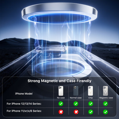 MagSafe Magnetic Wireless Charging Pad 15W Snap Alignment – Fast Charger for iPhone 17/16/15/14/13/12 & AirPods Pro/3/2, USB-C Cable & USB-A Converter Included, PD/PPS/QC Multi-Protocol | Slim Portable | Classic Black