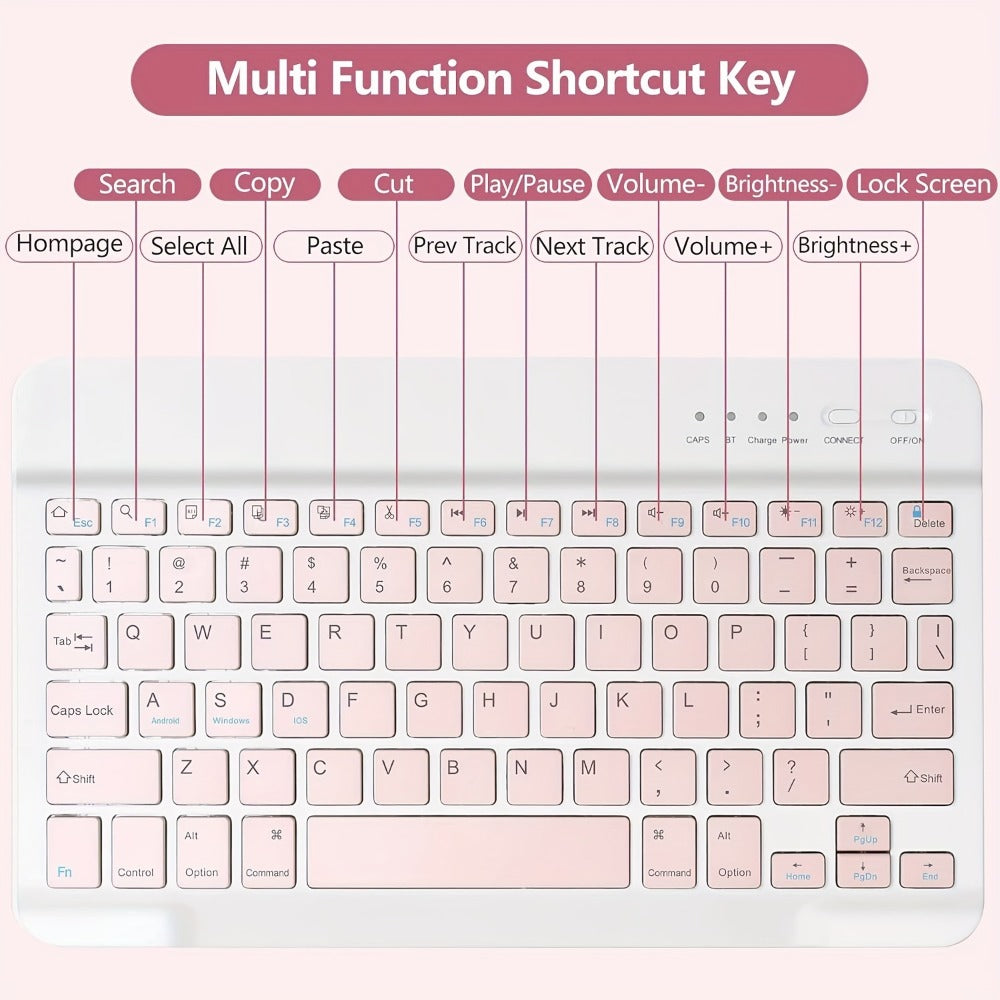iPad Detachable Magnetic Keyboard with Touchpad – Compatible with iPad Air 11 M2 2024, iPad Pro 11", Air 4/5 10.9", iPad 10th Gen, iPad 7/8/9 10.2" | Type-C Charging, US Layout | Black, Blue, Pink