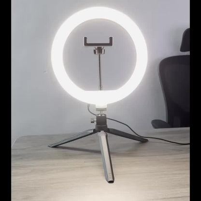 Desk Stand Ring Light 10/18 Inch LED Phone Fill Light 3 Color Temperatures Dimmable for Live Streaming Video Shooting Selfie Makeup Photography TikTok YouTube