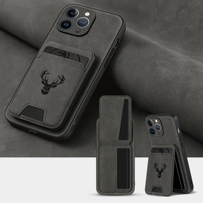 Wallet Phone Case for iPhone 16 Pro Max 16 Pro 16 Plus 16 15 14 13 12 11 Series Luxury PU Leather Flip Cover Card Holder Kickstand Magnetic Closure Moose Design – Men Women Gift