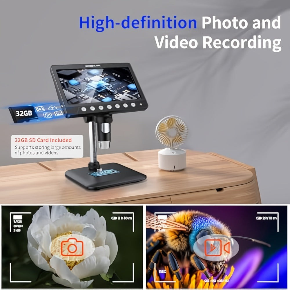 1200X Digital Microscope 7-Inch IPS Screen – WINWEND USB Coin & Soldering Microscope with 8 Adjustable LED Lights, HD Display for Coin Inspection, PCB Repair, Science & Windows Compatible