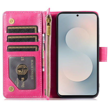 Wallet Case for Samsung Galaxy S25 FE – Luxury Leather Zipper Card Holder ID Window Money Pocket Folio Flip Cover, Slim Protective Phone Case with Card Slots for Galaxy S25 FE Women Men
