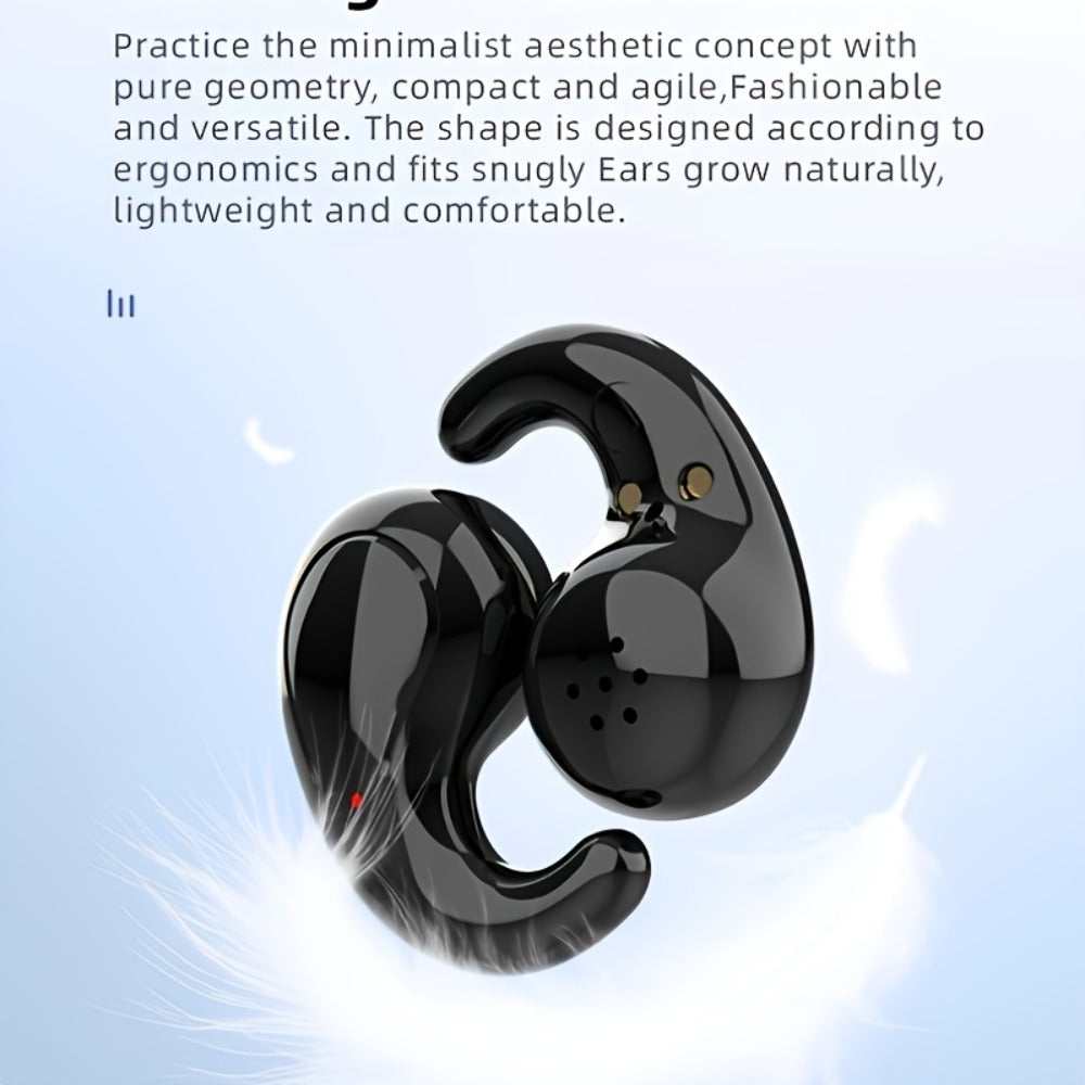 Semi-In-Ear Wireless Headphones 360-Degree Stereo Surround Sound, Black Tech Design High-Fidelity Audio, Rechargeable Lithium-Polymer Battery Type-C Charging, Long Battery Life Earphones for Music Work Travel Daily Use