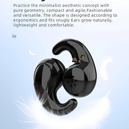 Semi-In-Ear Wireless Headphones 360-Degree Stereo Surround Sound, Black Tech Design High-Fidelity Audio, Rechargeable Lithium-Polymer Battery Type-C Charging, Long Battery Life Earphones for Music Work Travel Daily Use