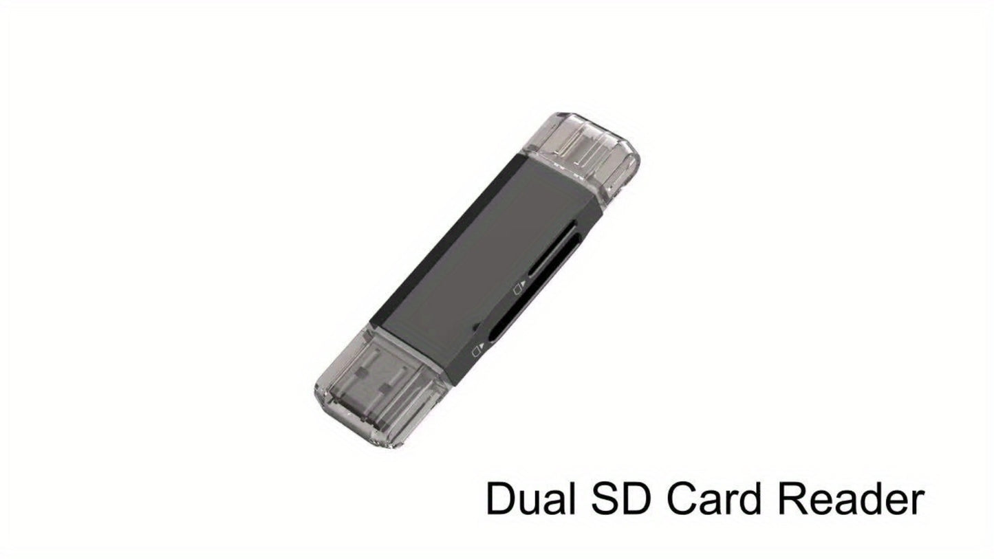 Compact SD Card Reader with USB-A & USB-C Dual Connector – High-Speed Memory Card Adapter for Micro SD SDHC SDXC, Compatible with PC, Mac, Laptop, Smartphone, Tablet, Plug & Play