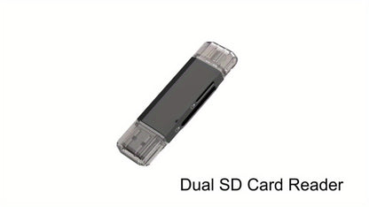 Compact SD Card Reader with USB-A & USB-C Dual Connector – High-Speed Memory Card Adapter for Micro SD SDHC SDXC, Compatible with PC, Mac, Laptop, Smartphone, Tablet, Plug & Play