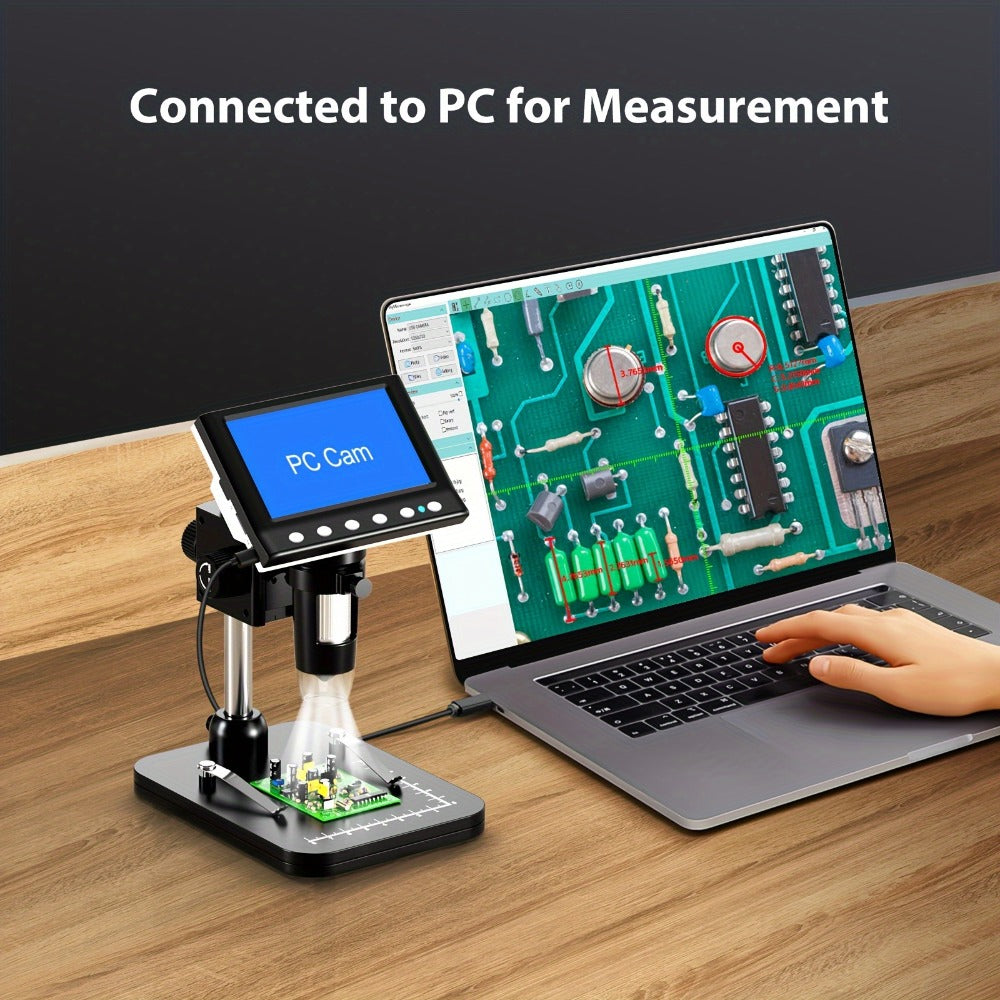 Digital Microscope 1000X with 4.3" IPS LCD Screen & 8 Adjustable LEDs – USB Coin Microscope for Adults, Kids & STEM, Windows Compatible, Ideal for Coin Collection, Science & Education