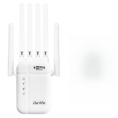 5000 Sq Ft WiFi Signal Booster Alexa Compatible - 6-Antenna Extender Covers 52 Devices, Ethernet Port, 1-Button WPS Setup, Access Point Mode, Smart Home Integration, White