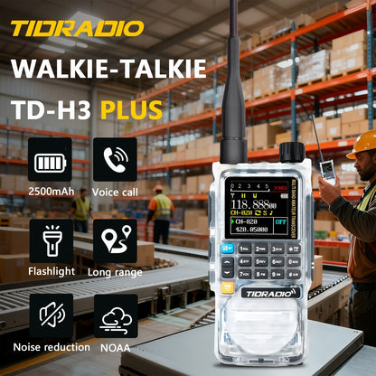 Tidradio H3 Plus Ham Radio Multi-Band Two-Way Radio, AM/FM Reception, Wireless Headset Compatible, Global Intercom via App, Long Range Walkie Talkie for Camping Emergency Outdoor Communication