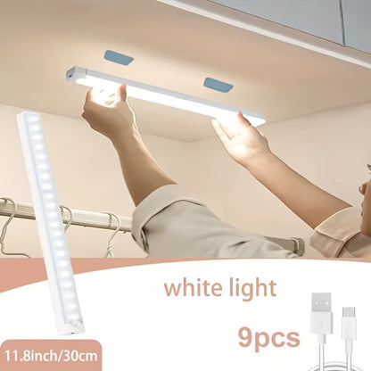 LED Motion Sensor Cabinet Lights USB Rechargeable 3 Modes – Wireless Night Light 6 9 12 Pack 3 Sizes for Bedroom Staircase Kitchen Office Piano Room Dance Studio Bedside Reading