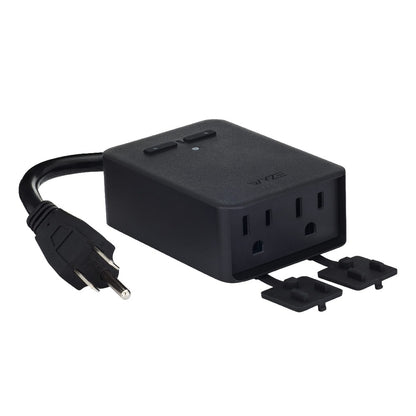 Wyze Outdoor Smart Plug Dual Independent Outlets – WiFi, Energy Monitoring, Built-in Light Sensor, 300ft Range, Works with Alexa & Google, IFTTT, Vacation Mode, No Hub, Weatherproof (Black)