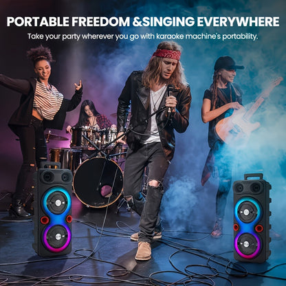 Dual 8.5" Subwoofer Party Speaker 6000W with RGB Lights | Portable Wireless Bluetooth 5.0, TWS Stereo Pairing, FM Radio, Built-in Mic, USB Rechargeable – Outdoor & Indoor Party Boombox