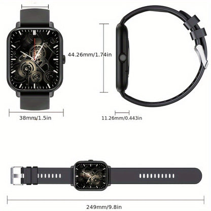 Smart Watch with Remote Photo Control & HD Voice Calling, Large Screen Unisex Smartwatch, Message Notifications, Multiple Sport Modes, Heart Rate Sleep Tracker, Compatible with iPhone & Android – Black Pink Silver Gold 5 Colors