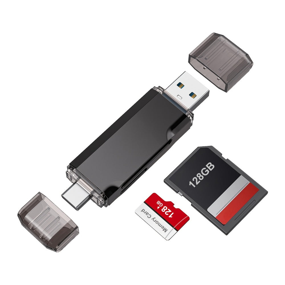 Compact SD Card Reader with USB-A & USB-C Dual Connector – High-Speed Memory Card Adapter for Micro SD SDHC SDXC, Compatible with PC, Mac, Laptop, Smartphone, Tablet, Plug & Play