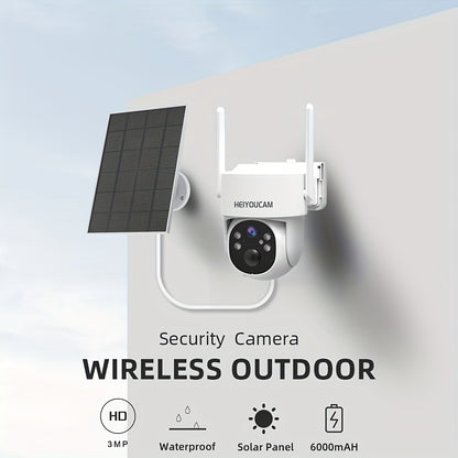 360° Solar PTZ Outdoor Security Camera 3MP, AI Human Auto-Tracking, Smart Siren Alarm, Spotlight Color Night Vision, Two-Way Audio, Weatherproof WiFi – Wire-Free Solar CCTV with Active Deterrent