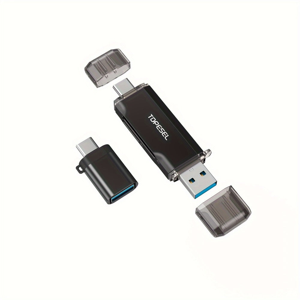Compact SD Card Reader with USB-A & USB-C Dual Connector – High-Speed Memory Card Adapter for Micro SD SDHC SDXC, Compatible with PC, Mac, Laptop, Smartphone, Tablet, Plug & Play