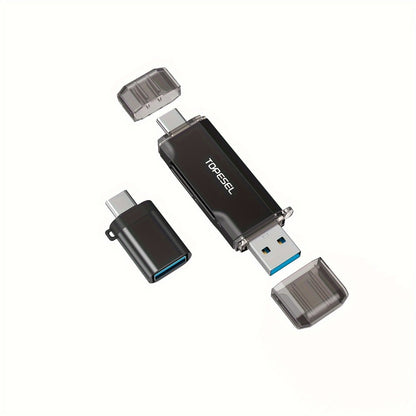 Compact SD Card Reader with USB-A & USB-C Dual Connector – High-Speed Memory Card Adapter for Micro SD SDHC SDXC, Compatible with PC, Mac, Laptop, Smartphone, Tablet, Plug & Play