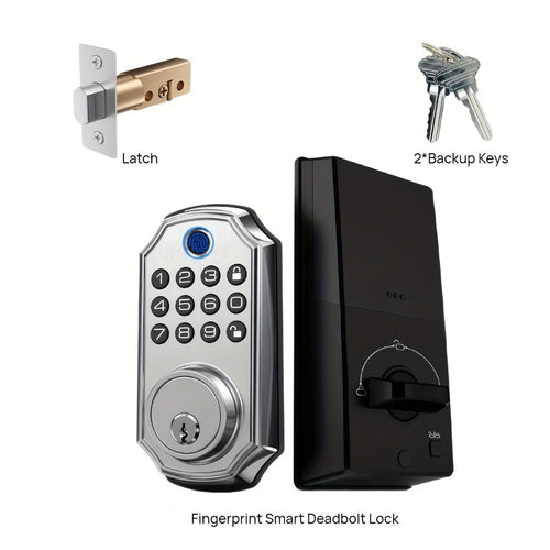 Voice Guided Keypad Deadbolt with Fingerprint, PIN, One-Time Visitor Code & Key, Backlit Keypad, Auto Lock, Long Battery Life, 15-Min DIY Install, Stainless Steel Front Door Lock for Home Airbnb