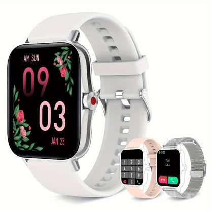 Women's Smartwatch with Health Tracker, Heart Rate SpO2 Sleep Monitor, Message Alerts, Voice Assistant, Multi-Sport Modes, Music Control, Dual Silicone Straps – Compatible with iPhone & Android