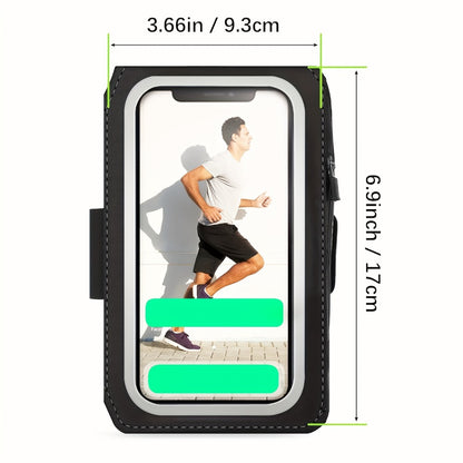 Running Armband Phone Case Waterproof Sweatproof with Touch Screen Face ID Access & Storage Pocket - Adjustable Lightweight Arm Band for Running Jogging Gym Workout Cycling for iPhone Samsung Android