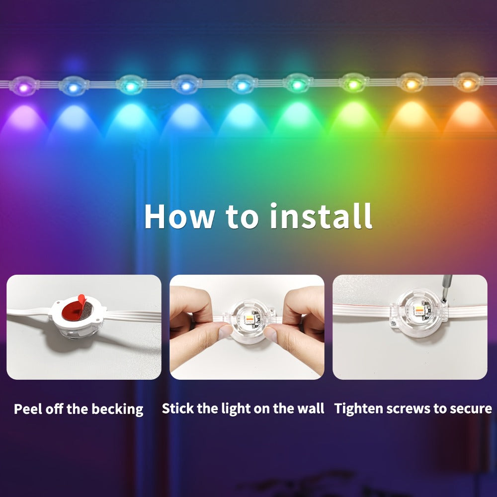 Permanent Eave Lights RGB Outdoor 200FT - Music Sync, Scene Modes, App Controlled Under Eave LED Lighting for House Exterior, Roofline, Garden, Holiday & Party Decor (60FT / 100FT / 150FT / 200FT)