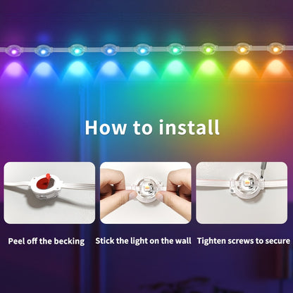 Permanent Eave Lights RGB Outdoor 200FT - Music Sync, Scene Modes, App Controlled Under Eave LED Lighting for House Exterior, Roofline, Garden, Holiday & Party Decor (60FT / 100FT / 150FT / 200FT)