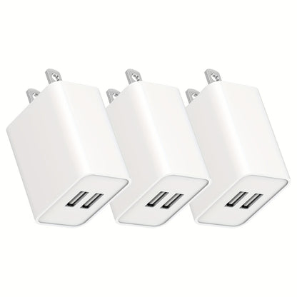USB Wall Charger Cube Multi-Pack 2/3/4-Pack Dual Port 5V 2.1A with Short Circuit Protection, 100-240V Universal AC Adapter US Plug for iPhone 17 16 15 14 13 12 SE 11 Pro Max, Google Pixel, Huawei Android