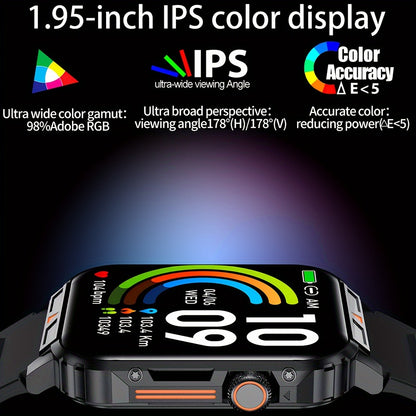 Bluetooth Calling Smartwatch for Men SENBONO L81B 1.95 Inch 340mAh Battery 100+ Sport Modes Step Calorie Distance Tracker Weather Alerts FitCloudPro – Black