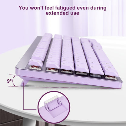 LeadsaiL FA98 Low Profile Wireless Mechanical Keyboard and Mouse Combo – 2.4GHz 98-Key 96% Slim Red Switch Silent Mouse, Ergonomic Design for Windows & Mac | Aesthetic Colors Purple, Silver & Pink