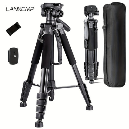 Camera Tripod 74 Inch Aluminum Alloy Heavy Duty with Dual Quick Release Plate, Phone Clip & Carrying Bag – Professional Stand for DSLR, Mirrorless, Webcam, Projector & Spotting Scope