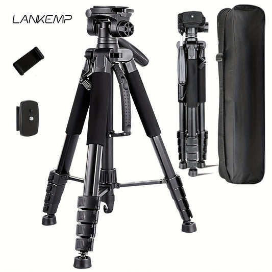 Camera Tripod 74 Inch Aluminum Alloy Heavy Duty with Dual Quick Release Plate, Phone Clip & Carrying Bag – Professional Stand for DSLR, Mirrorless, Webcam, Projector & Spotting Scope
